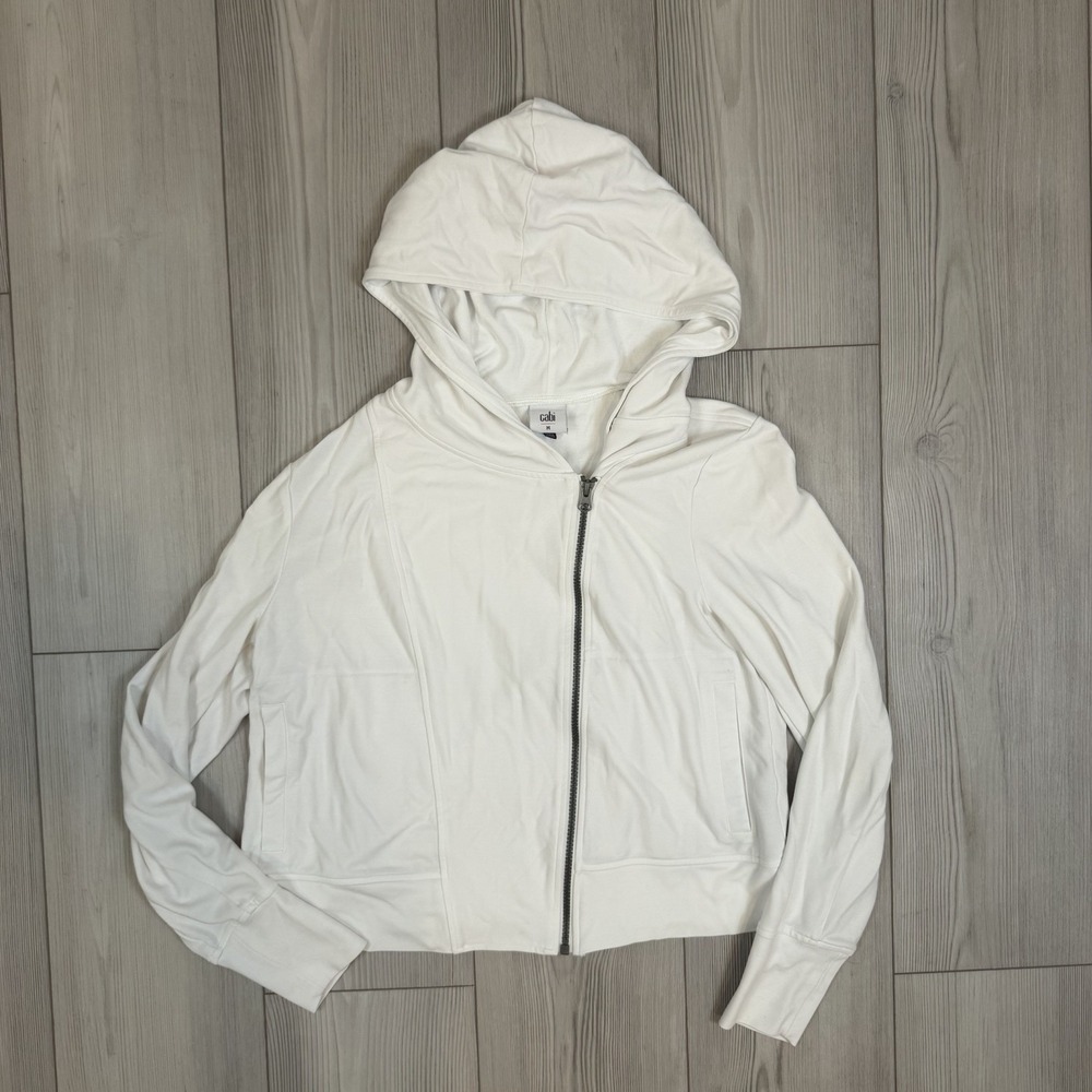 Cabi Debut Zip Up #6254 White Women's‎ Size Medium Pockets